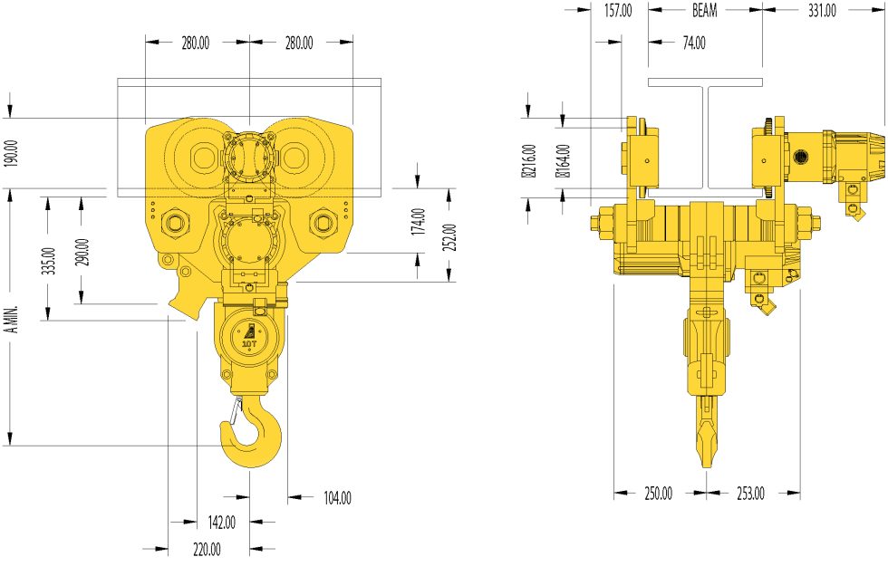 Air Monorail Trolley Hoist Tiger Lifting