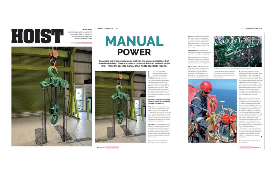 Tiger speaks to Hoist magazine about manual chain hoists and LGH name Tiger as the leading brand for rental companies