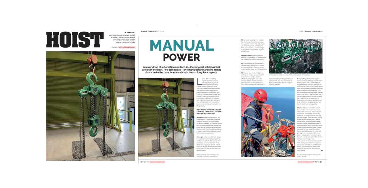 Tiger speaks to Hoist magazine about manual chain hoists and LGH name